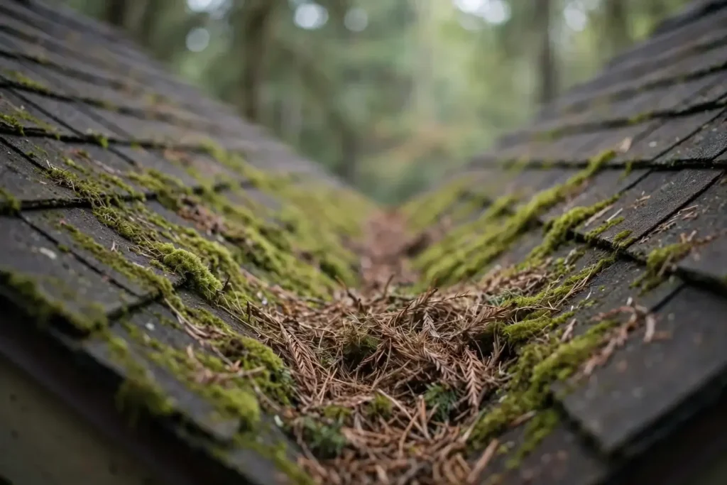 moss roof valley debris eugene