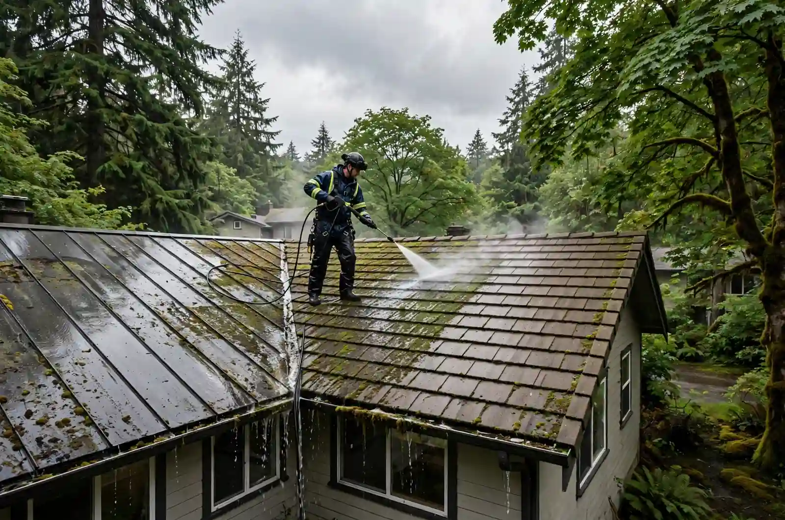 pressuere wash roof cleaning eugene