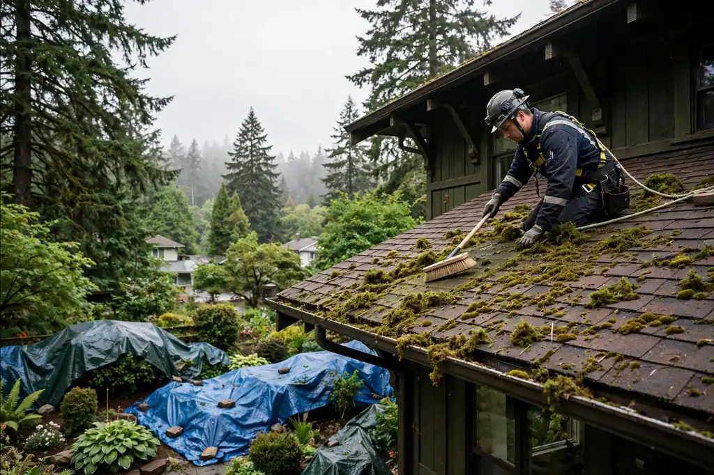 roof moss removal process