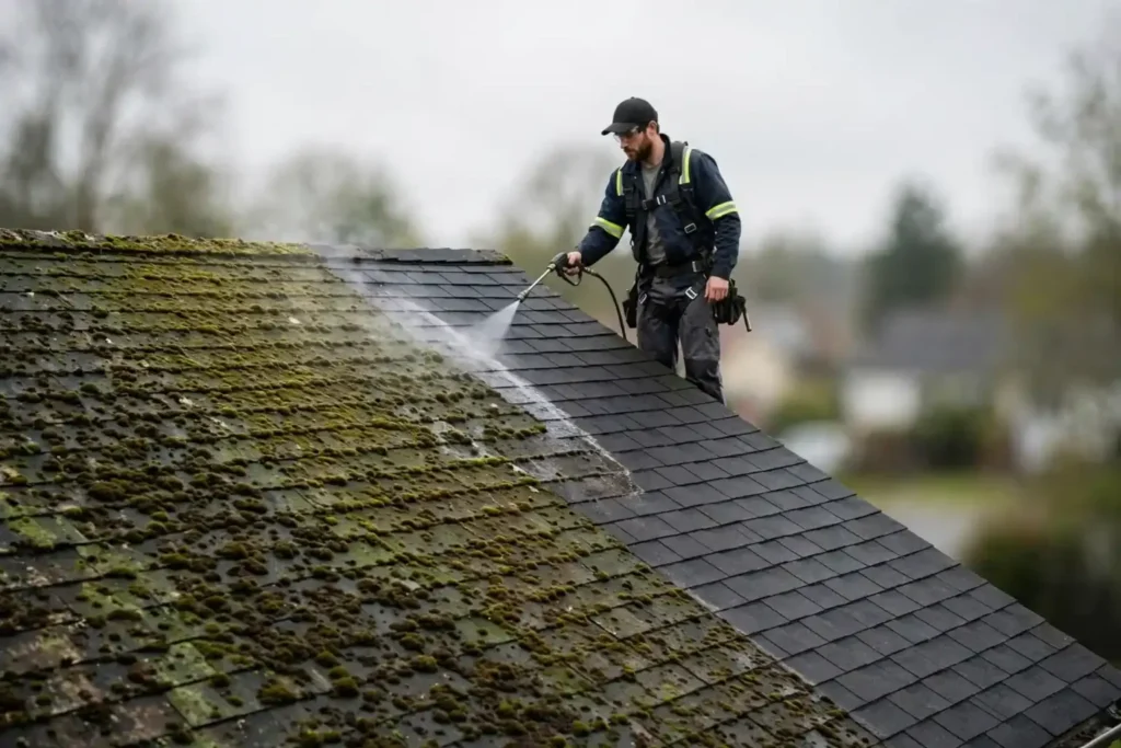 soft wash roof cleaning